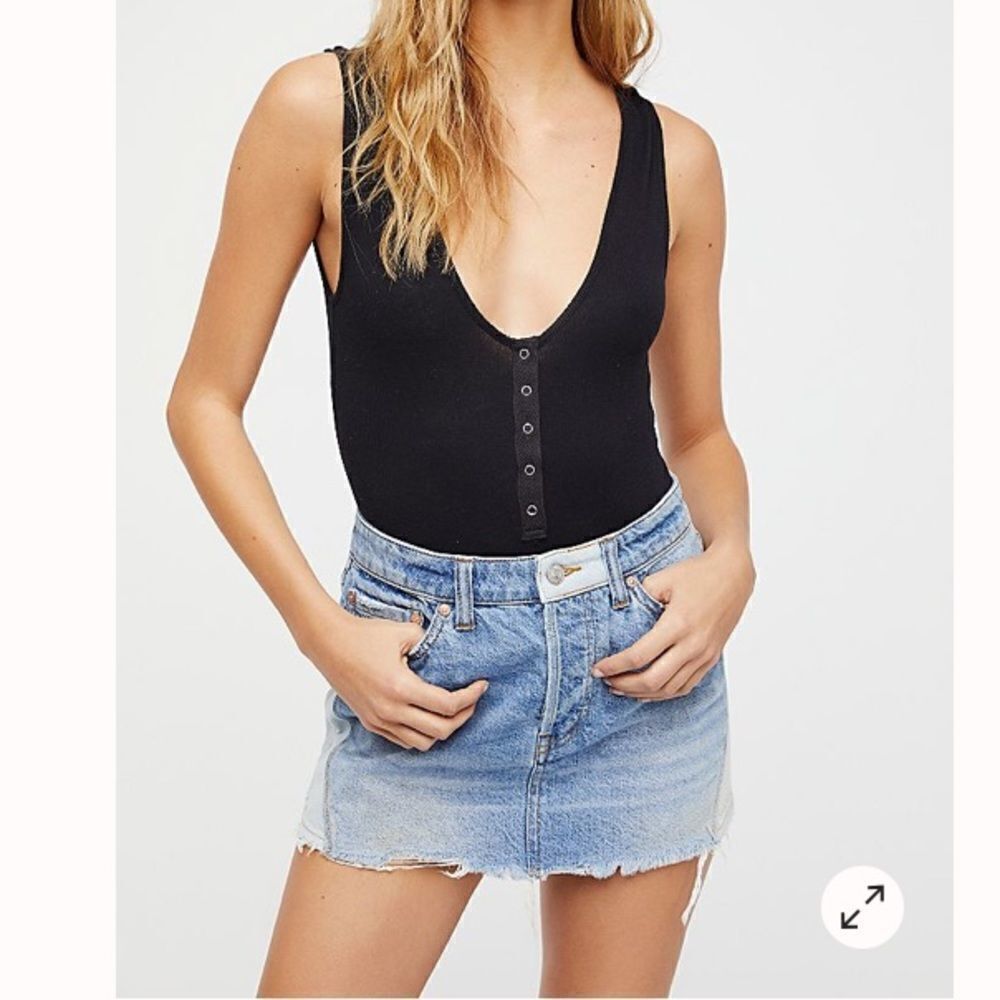Free People Patch Denim Mini Skirt New Size 25